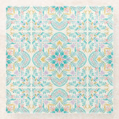 Boho Floral  ガラスコースター (正面)