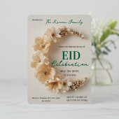 Boho Floral 3D Crescent Eid Party Invitation  箔シーズンカード (立ち正面)