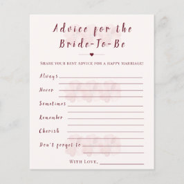 Boho Floral Advice for the Bride Shower Game Card