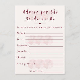Boho Floral Advice for the Bride Shower Game Card サンキューカード