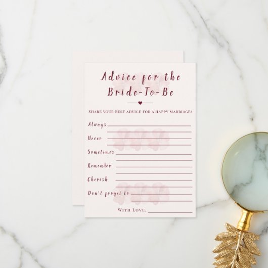 Boho Floral Advice for the Bride Shower Game Card サンキューカード (正面/裏面インサイチュ)