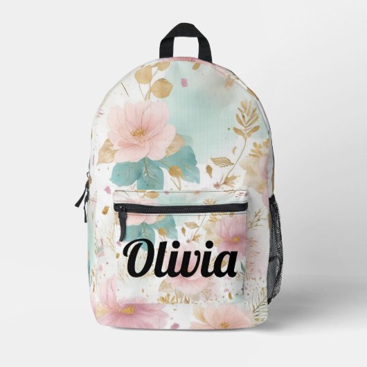 Boho Floral Aesthetic backpack プリントバックパック (正面)