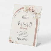 Boho Floral Arch Bridal Shower Ring Hunt Game 台座サイン (正面)