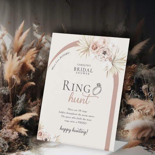 Boho Floral Arch Bridal Shower Ring Hunt Game 台座サイン