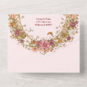 Boho Floral Arch romantic Wedding Boho  オールインワン招待状 (裏面)