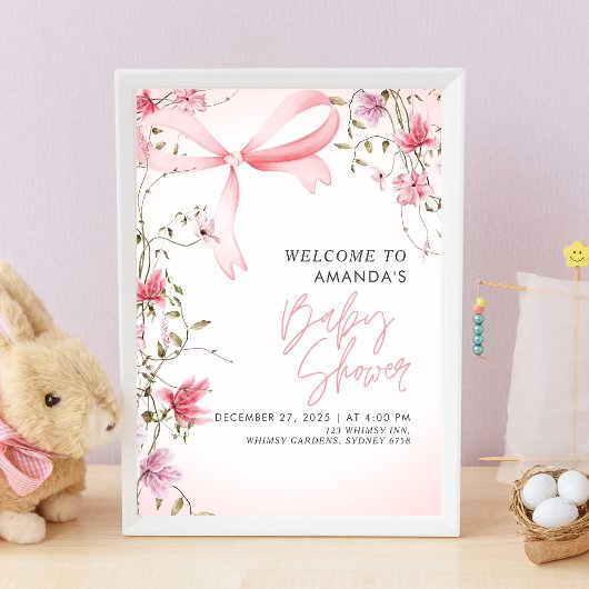 Boho Floral Baby in Bloom Baby Shower ポスター