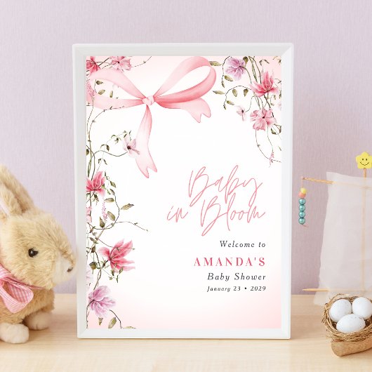 Boho Floral Baby in Bloom Baby Shower ポスター