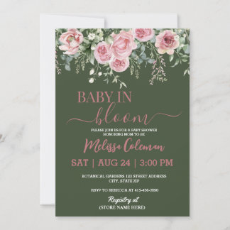 Boho Floral Baby In Bloom Baby Shower 招待状