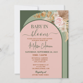 Boho Floral Baby In Bloom Baby Shower 招待状