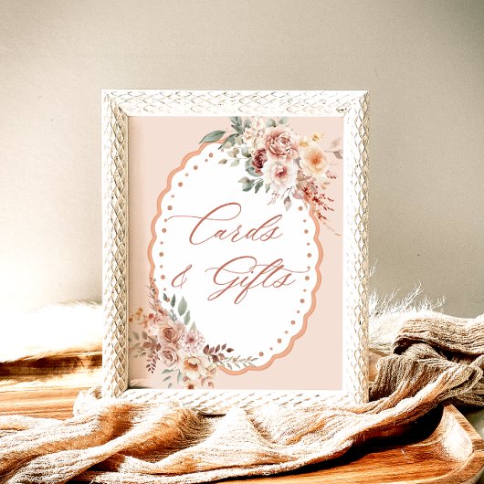 Boho Floral Baby Shower Cards and Gifts ポスター