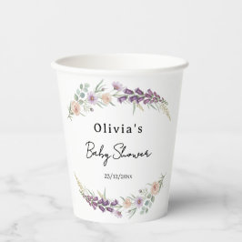 Boho Floral Baby Shower Cup Wildflower Watercolor 紙コップ
