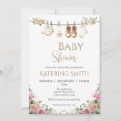 Boho floral Baby Shower Girl invitation 招待状 (正面)