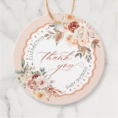 Boho Floral Baby Shower Thank You フェイバータグ (正面)