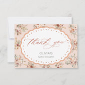 Boho Floral Baby Shower Thank You Card サンキューカード (正面)