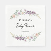 Boho Floral Baby Shower Wildflower Watercolor  スタンダードランチョンナプキン (正面)