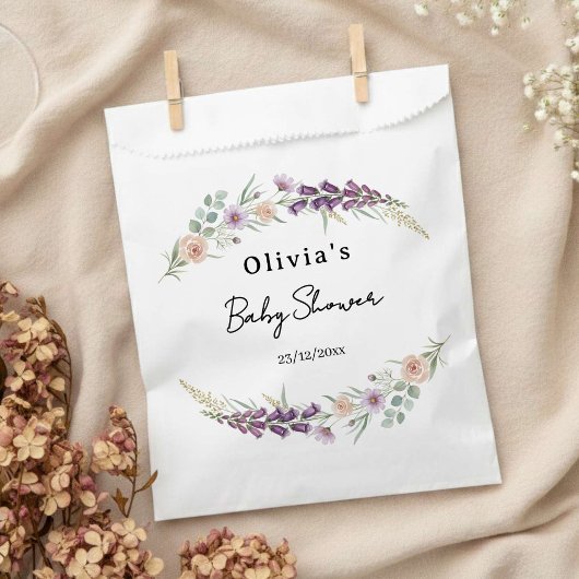 Boho Floral Baby Shower Wildflower Watercolor  フェイバーバッグ