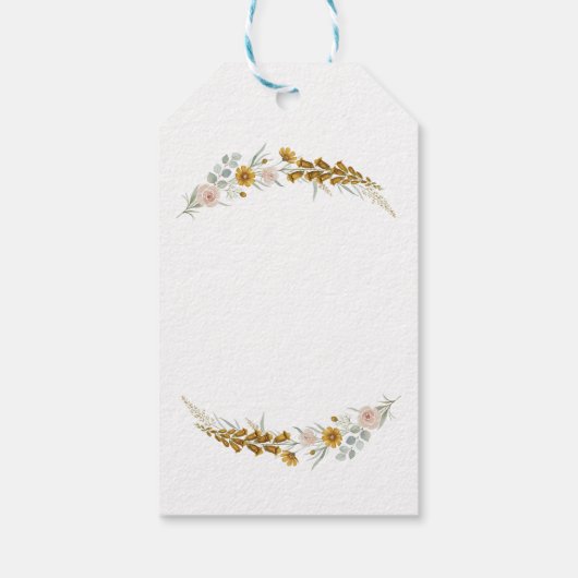 boho floral Baby Shower yellow wildflower ギフトタグ (裏面)