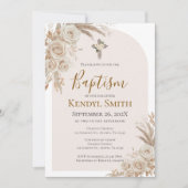 Boho Floral Baptism  Invitation 招待状 (正面)