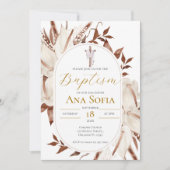Boho Floral Baptism Invitation 招待状 (正面)
