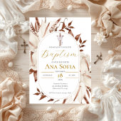 Boho Floral Baptism Invitation 招待状