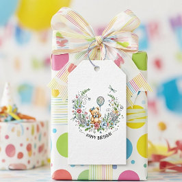 Boho floral birthday bear ギフトタグ