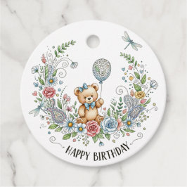 Boho floral birthday bear フェイバータグ