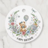 Boho floral birthday bear フェイバータグ (正面)