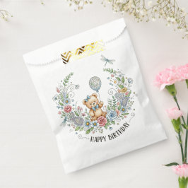 Boho floral birthday bear フェイバーバッグ
