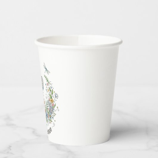 Boho floral birthday bear 紙コップ (左)