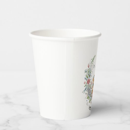 Boho floral birthday bear 紙コップ (右)