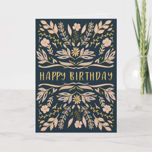 Boho Floral Birthday Card for Her カード (正面)