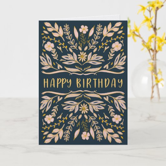 Boho Floral Birthday Card for Her カード (黄色い花)