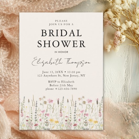 "Boho Floral Bliss Bridal Shower  招待状
