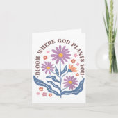 Boho Floral Bloom Where God Plants You Cute Motiva カード (正面)