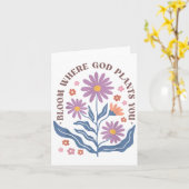Boho Floral Bloom Where God Plants You Cute Motiva カード (黄色い花)
