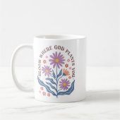 Boho Floral Bloom Where God Plants You Cute Motiva コーヒーマグカップ (左)