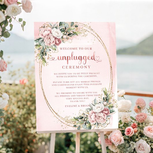 Boho Floral Blush Pink Greenery Unplugged Poster ポスター