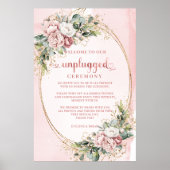 Boho Floral Blush Pink Greenery Unplugged Poster ポスター (正面)