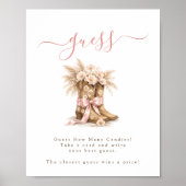 Boho Floral Boots Girl Baby Shower Guess How Many ポスター (正面)