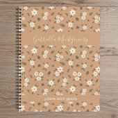 Boho Floral Botanical Pattern Girl Brown Name Text ノートブック