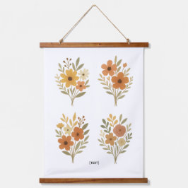 Boho Floral Bouquet Wall Tapestry | Add Text 吊り下げ型タペストリー