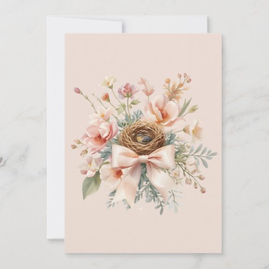 Boho Floral Bow Baby Shower Nesting Party 招待状 (裏面)