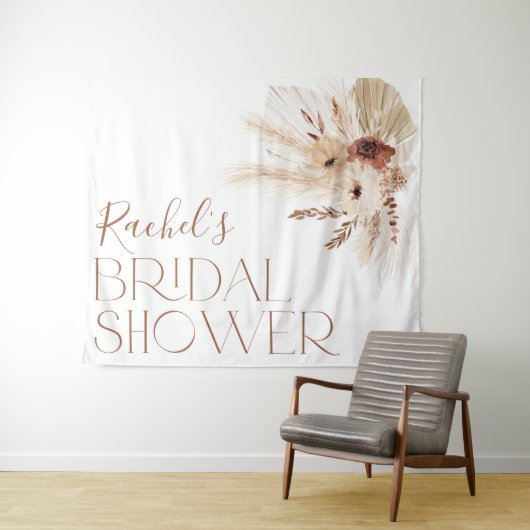 Boho Floral Bridal Shower Backdrop Tapestry タペストリー (インサイチュ(横))