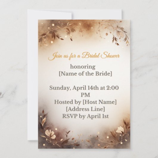 Boho Floral Bridal Shower Invitation 招待状 (正面)