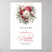 Boho Floral Bridal Shower Welcome Sign ポスター (正面)