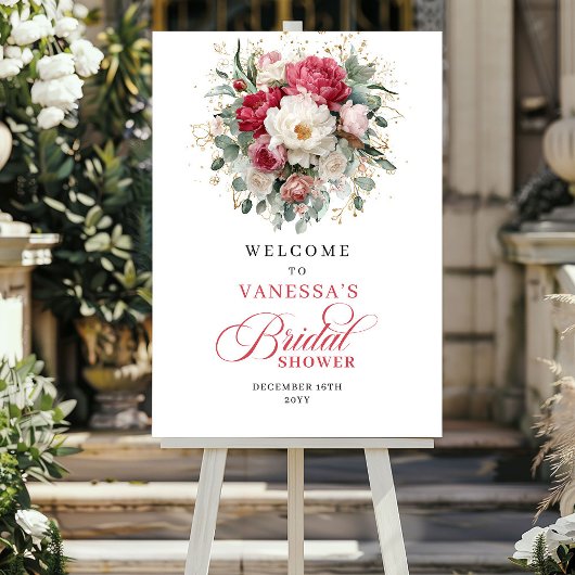 Boho Floral Bridal Shower Welcome Sign ポスター