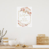 Boho Floral Bridal Shower Welcome Sign ポスター (キッチン)