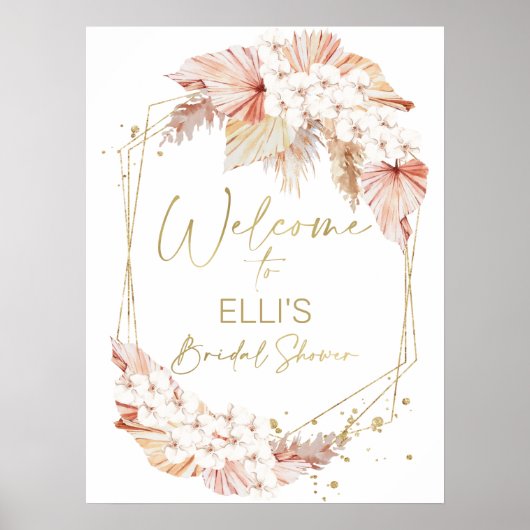 Boho Floral Bridal Shower Welcome Sign ポスター (正面)