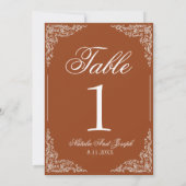Boho Floral Burnt Orange Rust Wedding Table Number 招待状 (裏面)