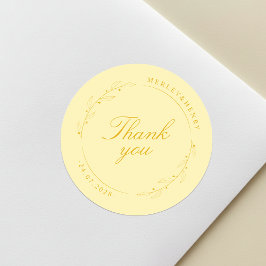Boho Floral Butter Yellow Wedding Thank You ラウンドシール